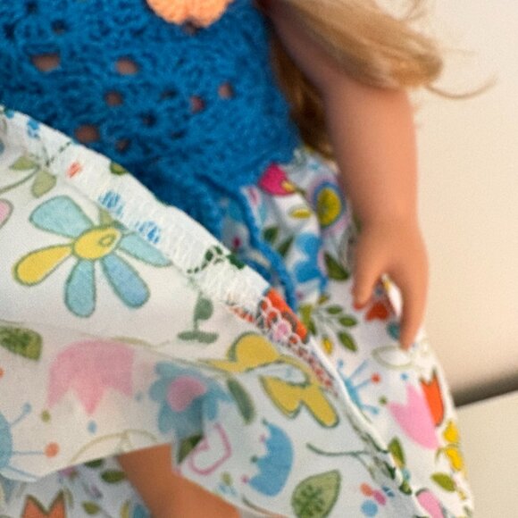 Blue Chrochet & Floral Dress for 18" Dolls - Picture 4 of 6